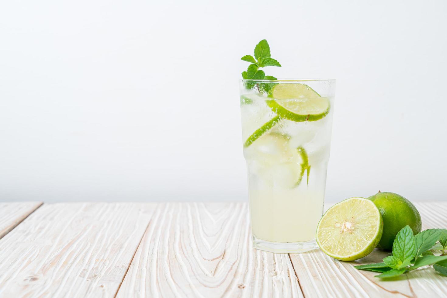 Iced lime soda with mint - refreshing drink photo