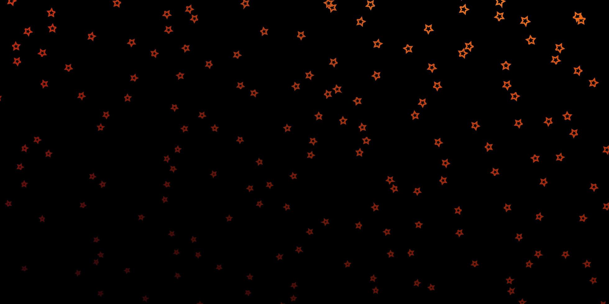 Dark Orange vector background with small and big stars. Shining colorful illustration with small and big stars. Best design for your ad, poster, banner.