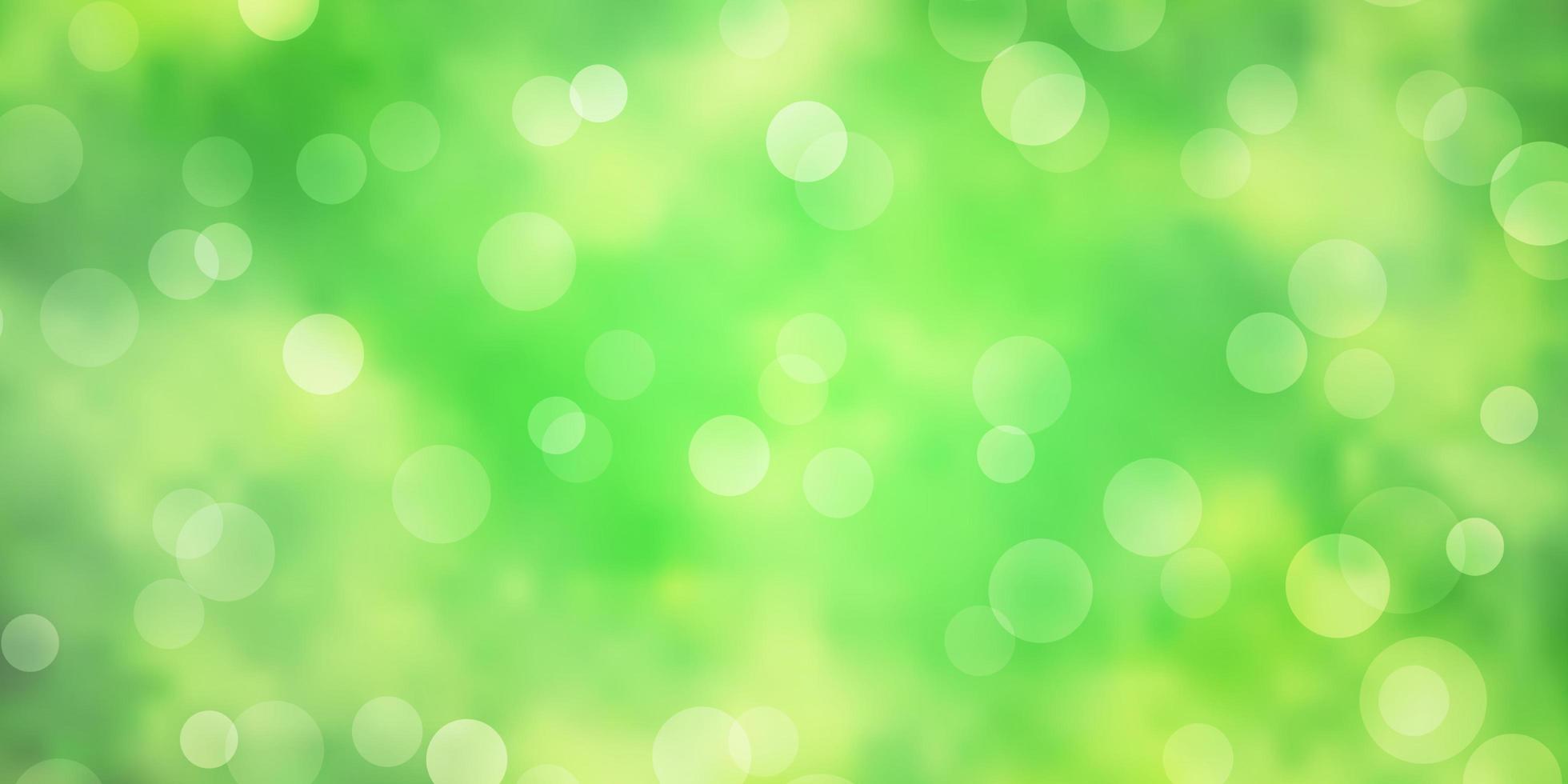 Light Green, Yellow vector background with bubbles. Glitter abstract illustration with colorful drops. Pattern for websites.