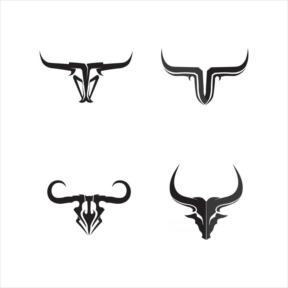 Toro cuerno cabeza vaca y búfalo logotipo y símbolos plantilla de aplicación de iconos vector