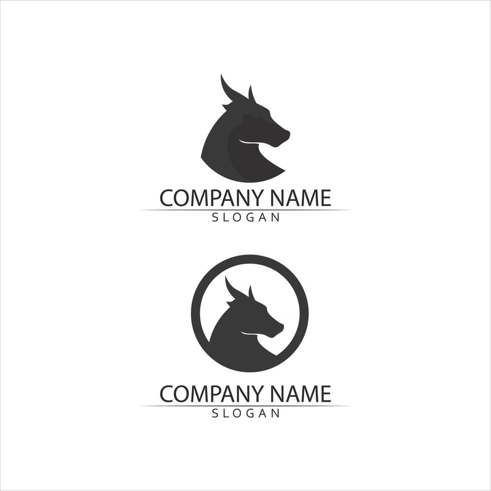 Toro cuerno cabeza vaca y búfalo logotipo y símbolos plantilla de aplicación de iconos vector