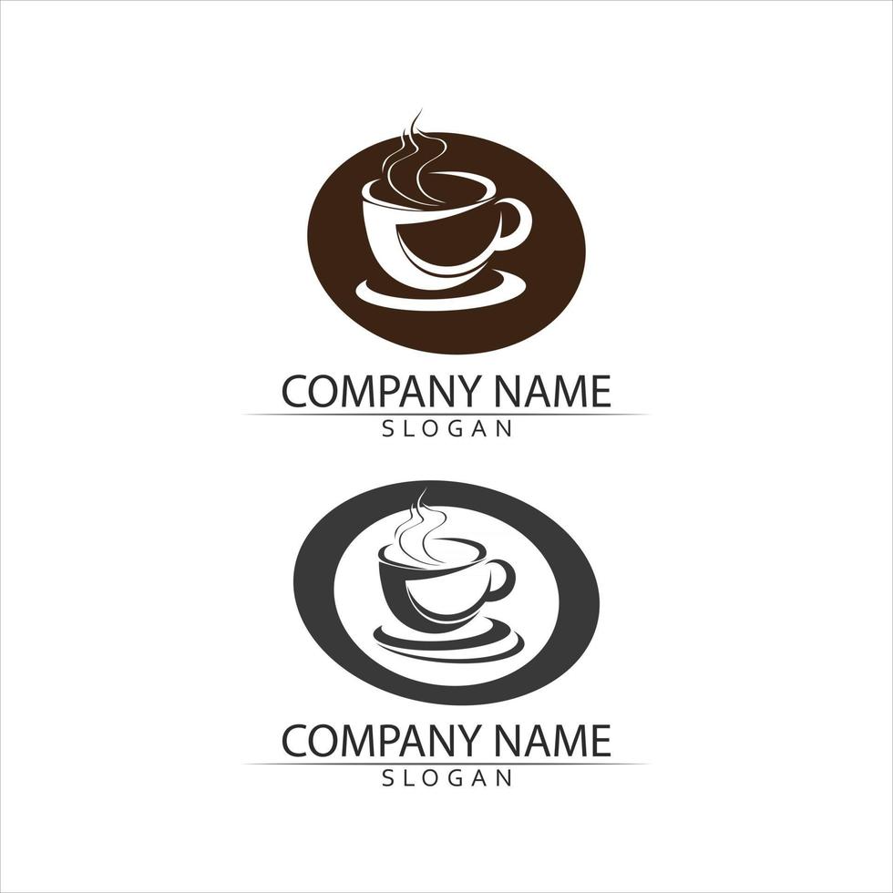 Coffee cup Logo Template mug icon hot drink cafe set vector