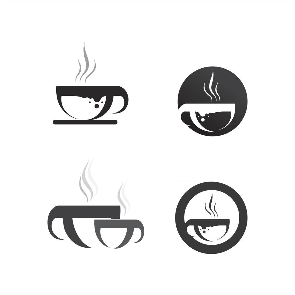 Coffee cup Logo Template mug icon hot drink cafe set vector