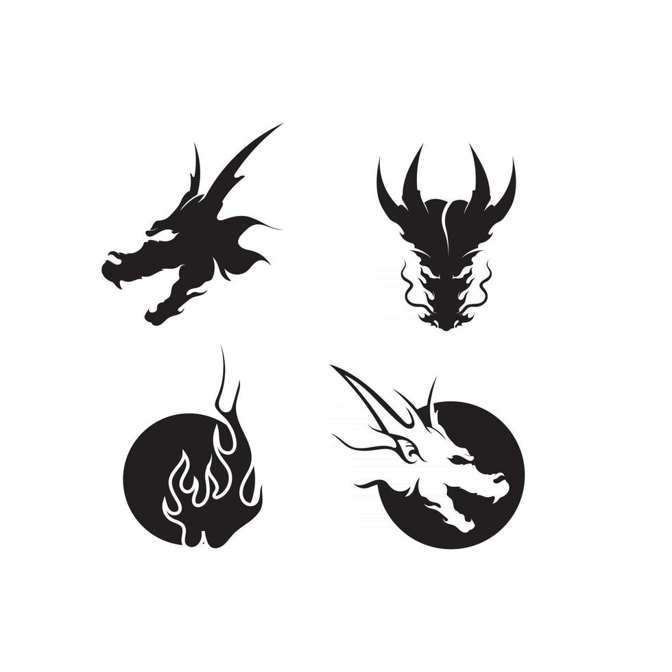 Head dragon flat color logo template vector illustration