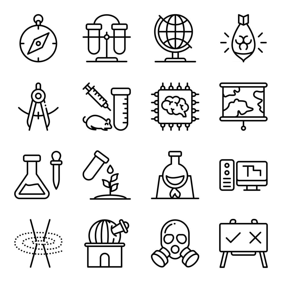 paquete de iconos de línea de química vector