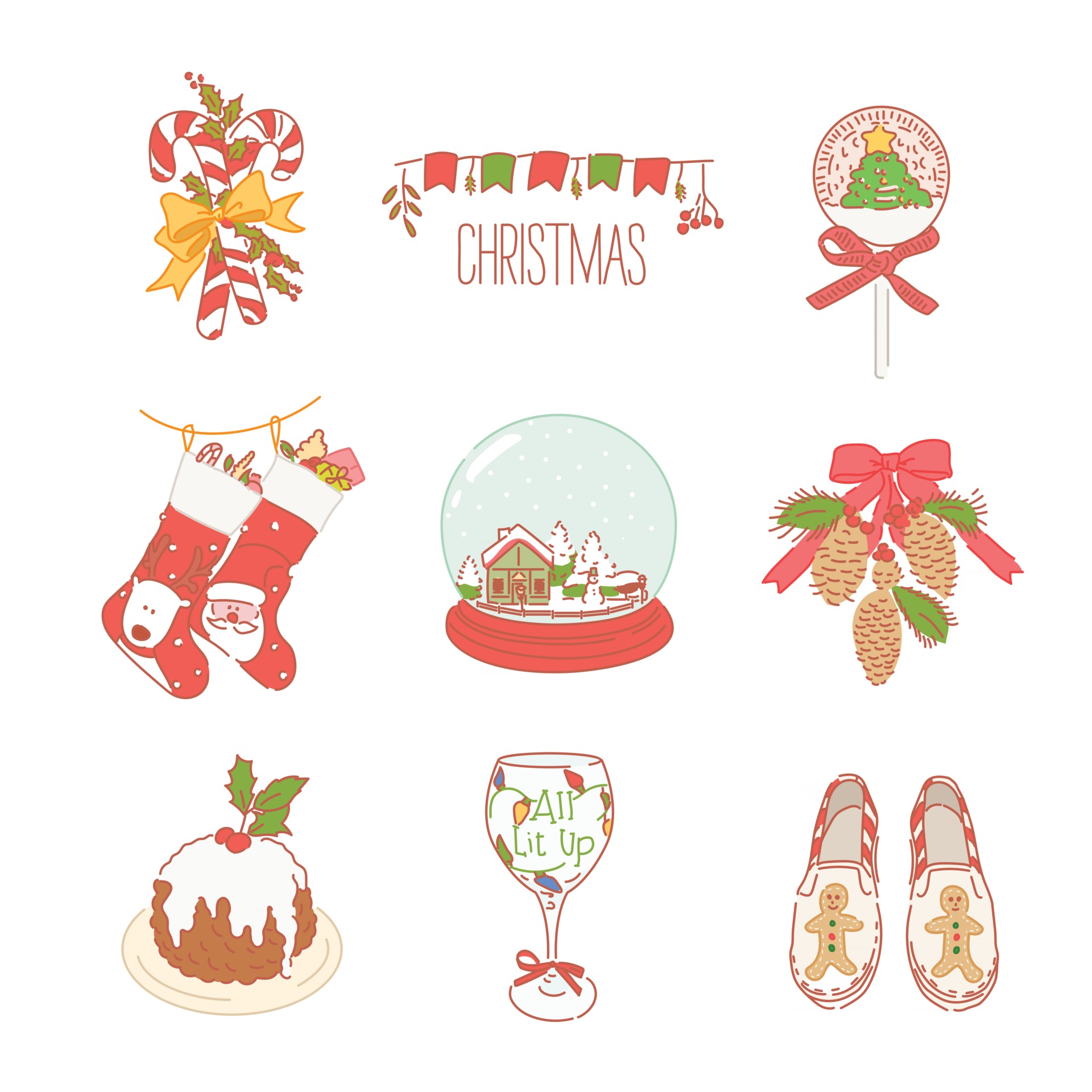 A Collection Of Christmas Ornaments Hand Drawn Style Vector Design Illustrations 2810293 Vector Art At Vecteezy