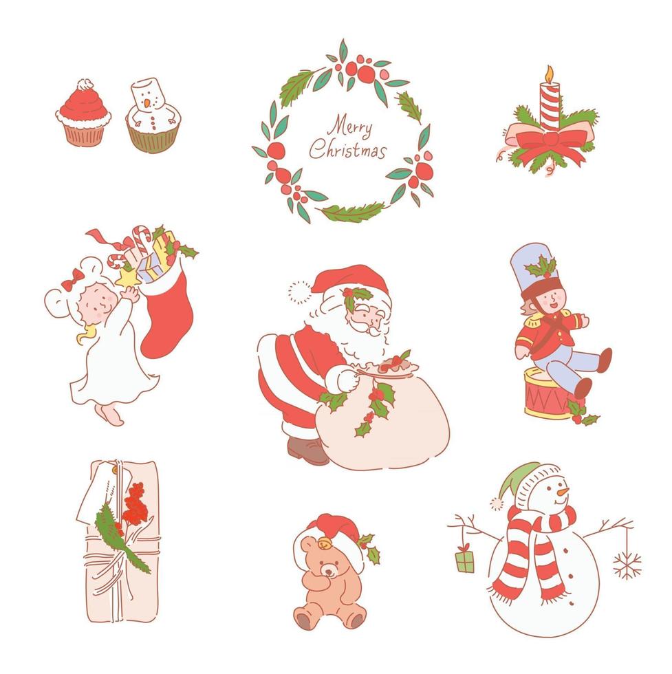 A collection of Christmas ornaments. hand drawn style vector design illustrations.