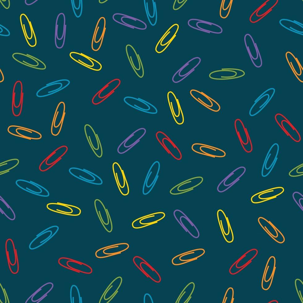 Vector seamless repeating pattern for school or office with paper clips. Colorful pattern for notepad