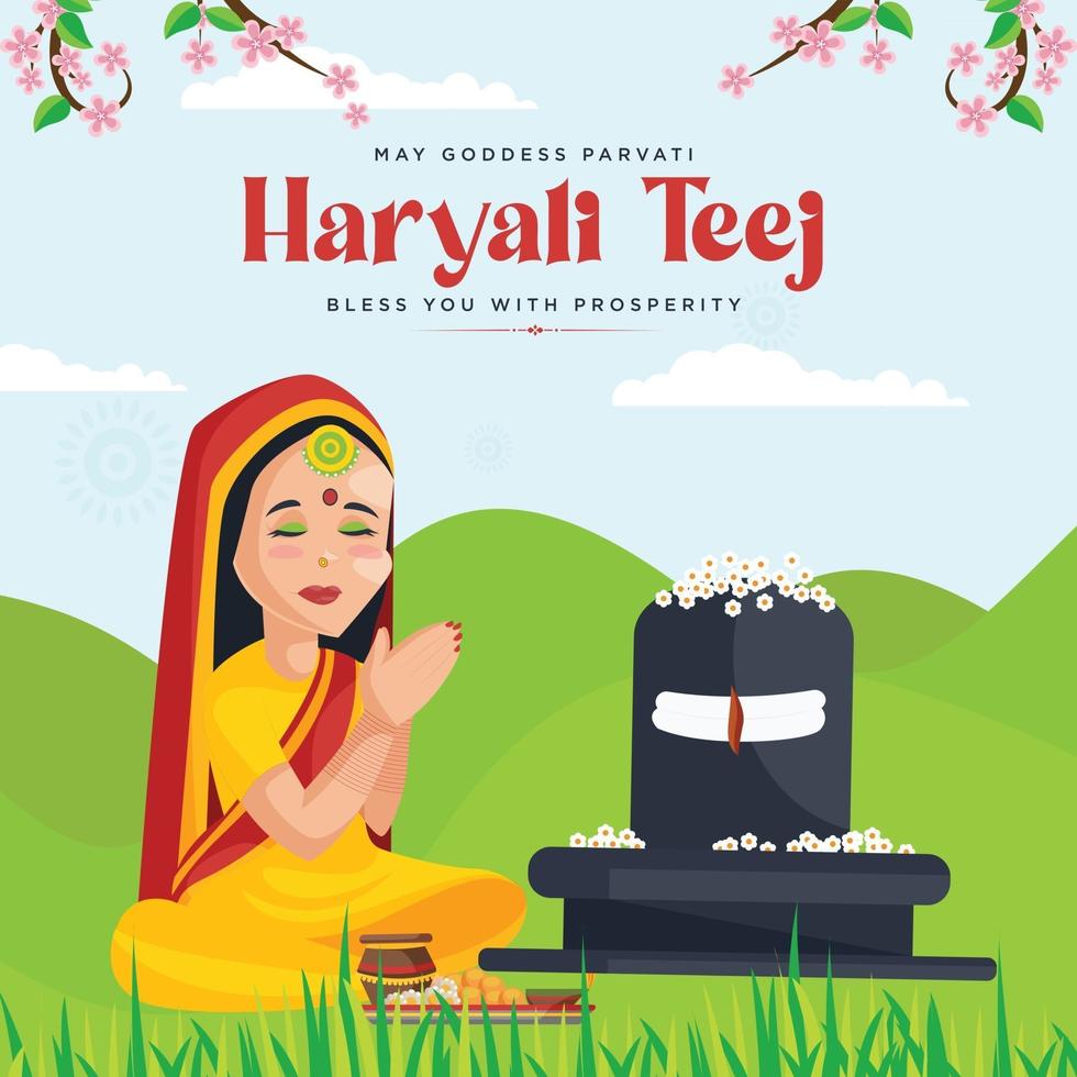 Indian festival haryali teej banner design template vector