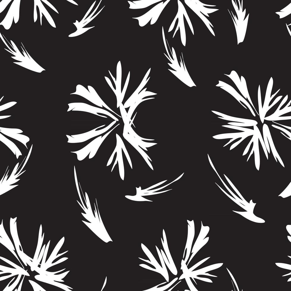 Trazos de pincel floral blanco y negro de fondo transparente vector