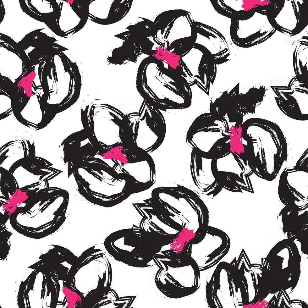Pink Floral Brush strokes Seamless Pattern Background vector
