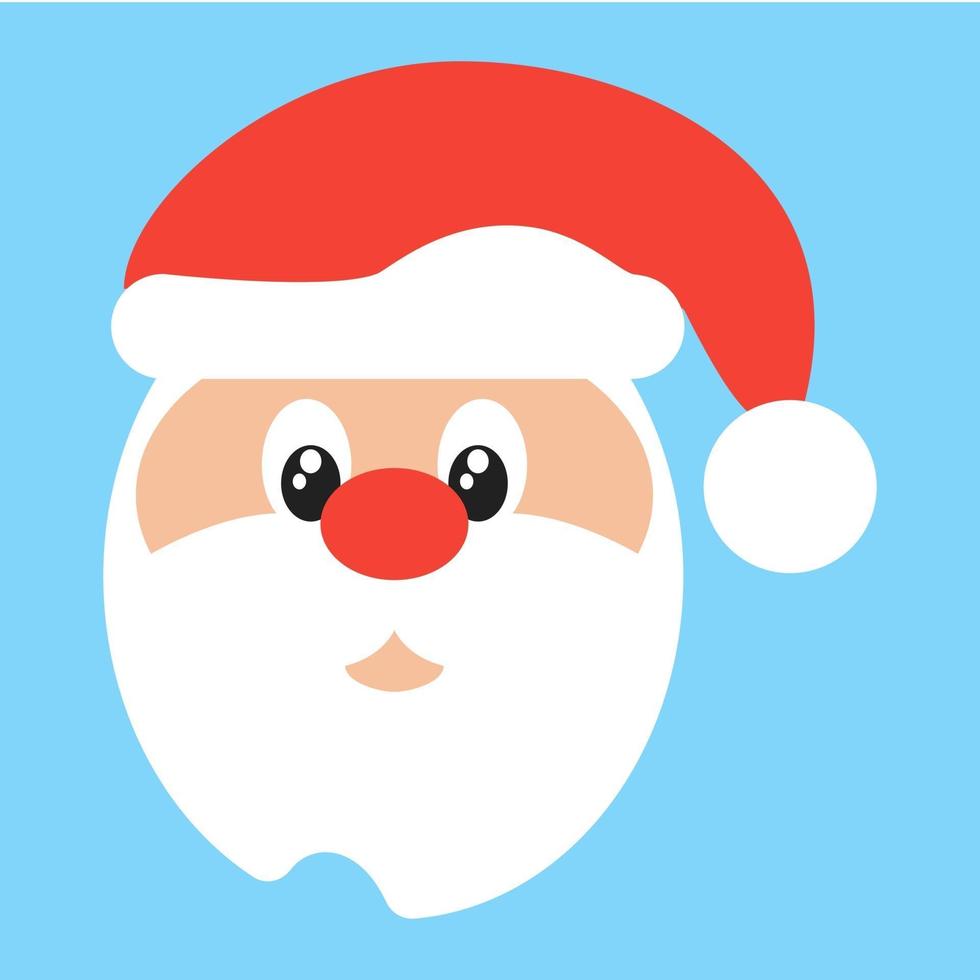 Santa flat icon sign vector illustration isolated on light blue background.  Symbol and element of Merry Christmas and Happy New Year.
