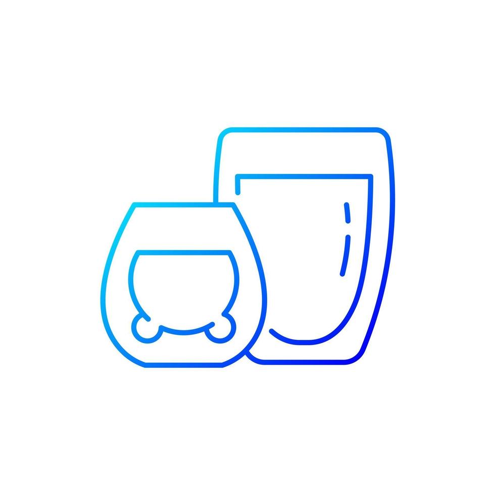 Double glass cups gradient linear vector icon