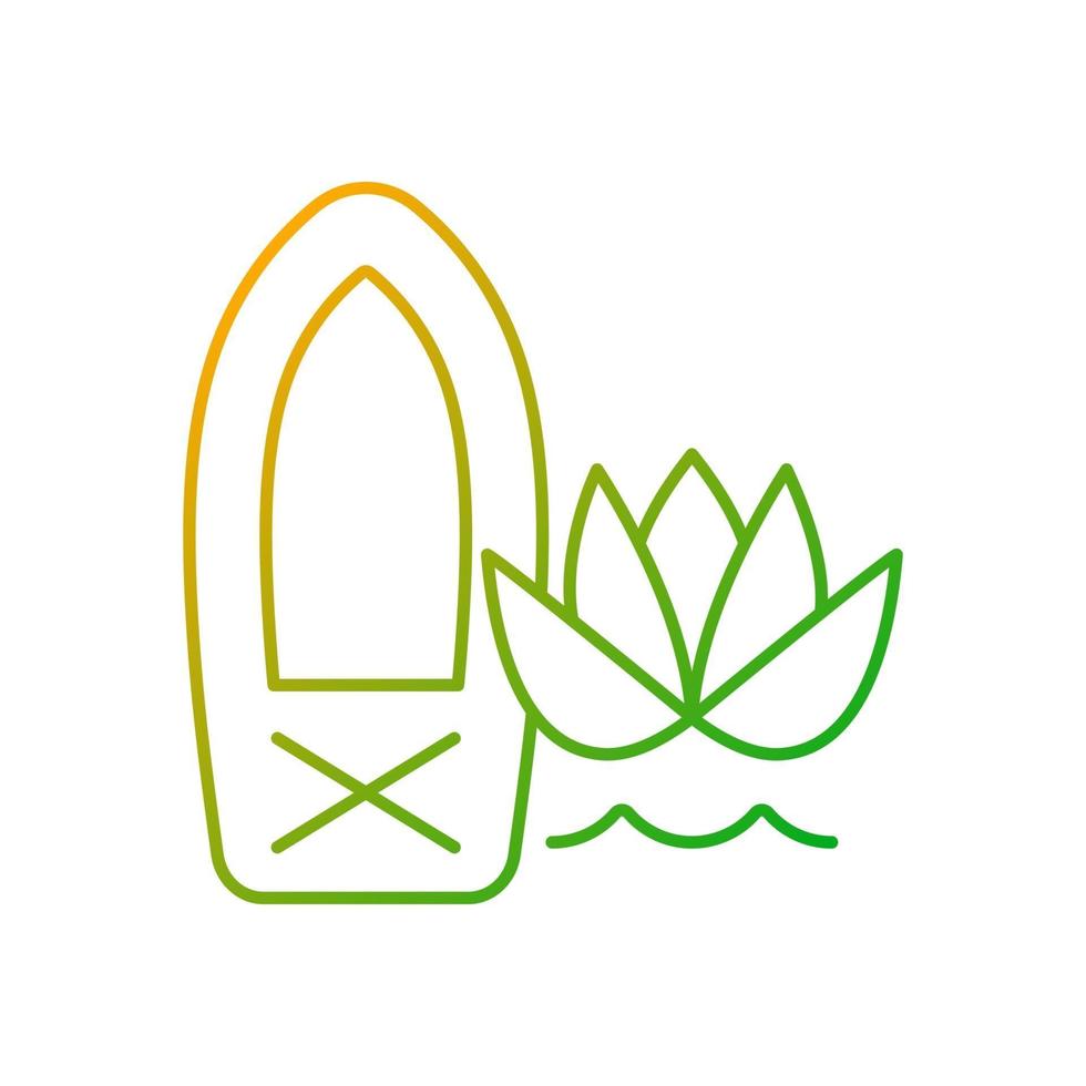 Stand up paddle board yoga gradient linear vector icon