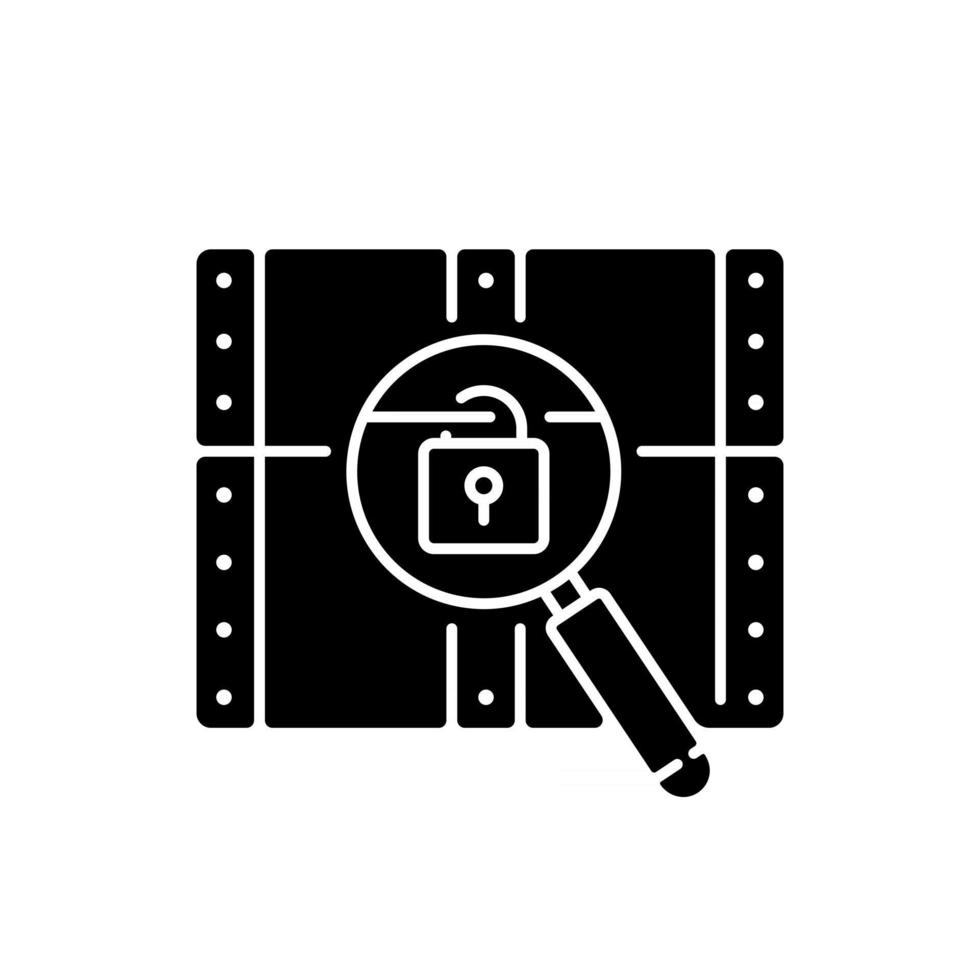 Chest with lock black glyph icon vector