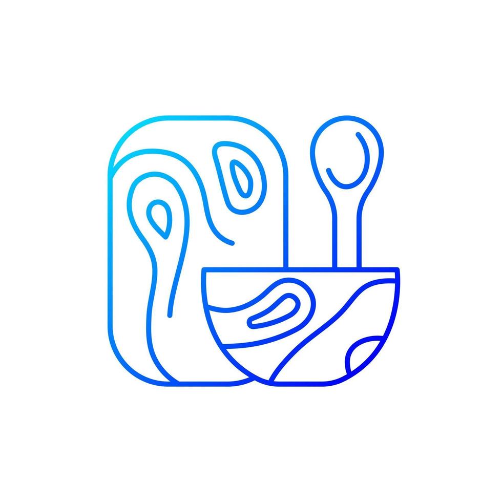 Wooden tableware gradient linear vector icon