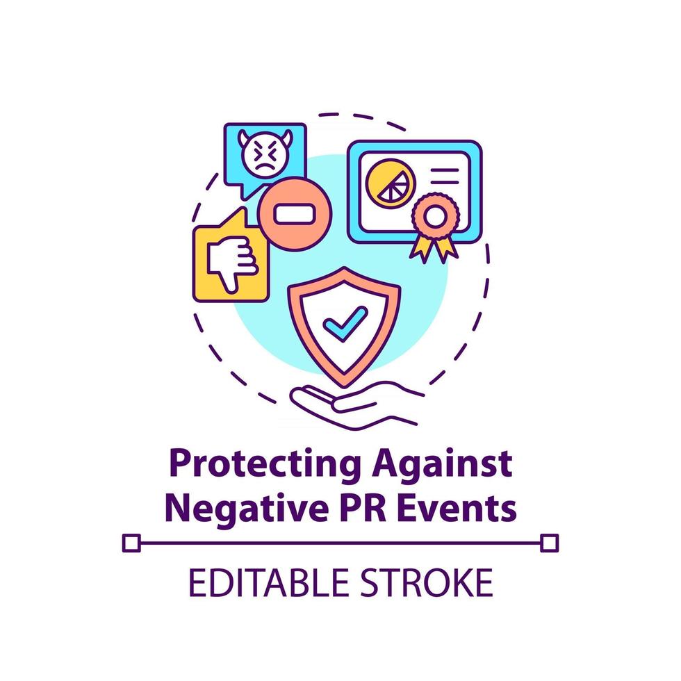 Protecting against negative PR events concept icon vector