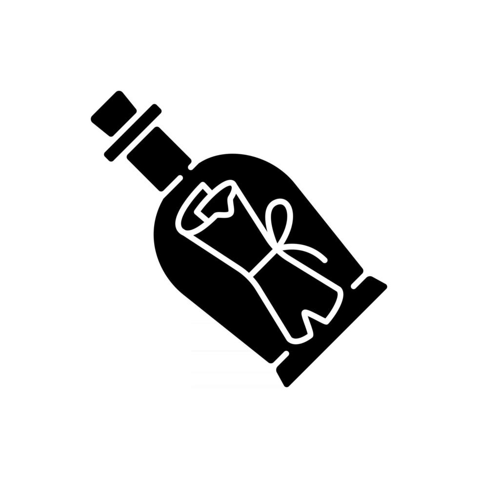 Message in bottle black glyph icon vector