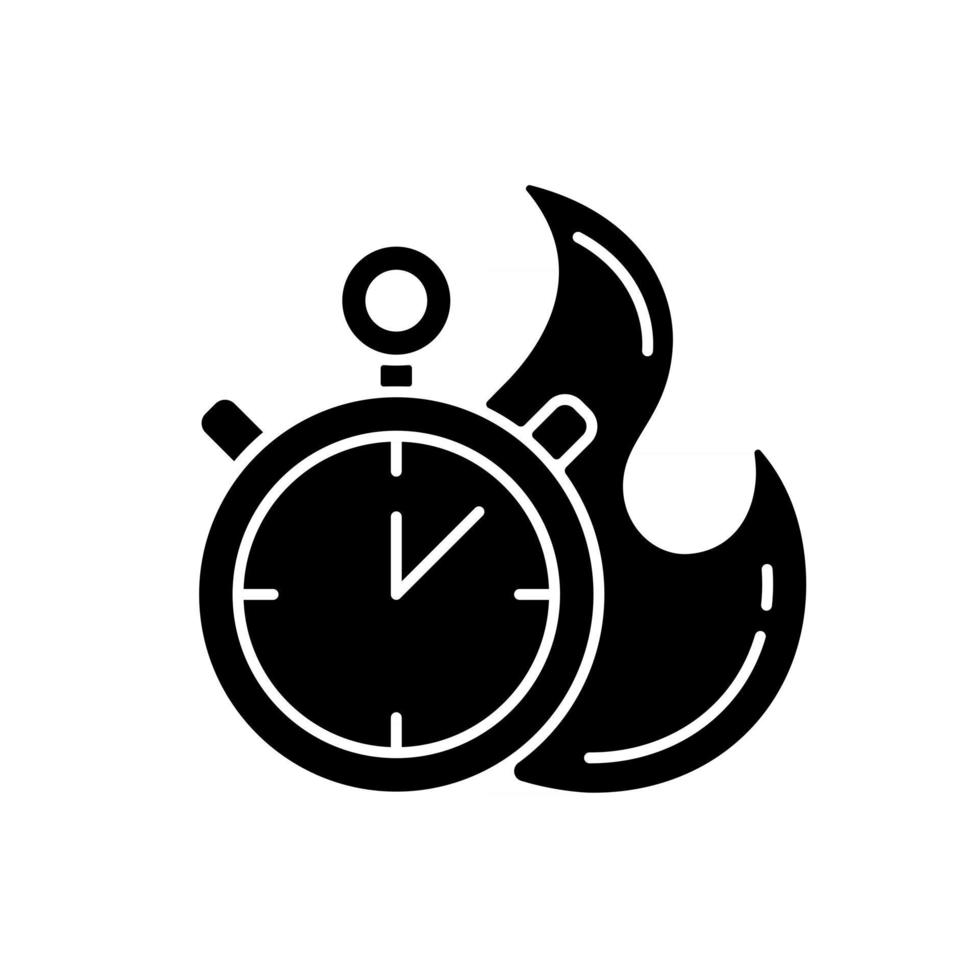 límite de tiempo icono de glifo negro vector