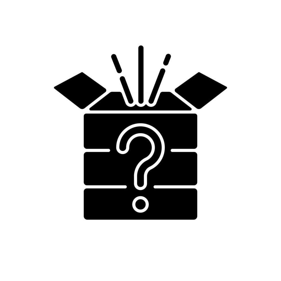 Mystery box black glyph icon vector