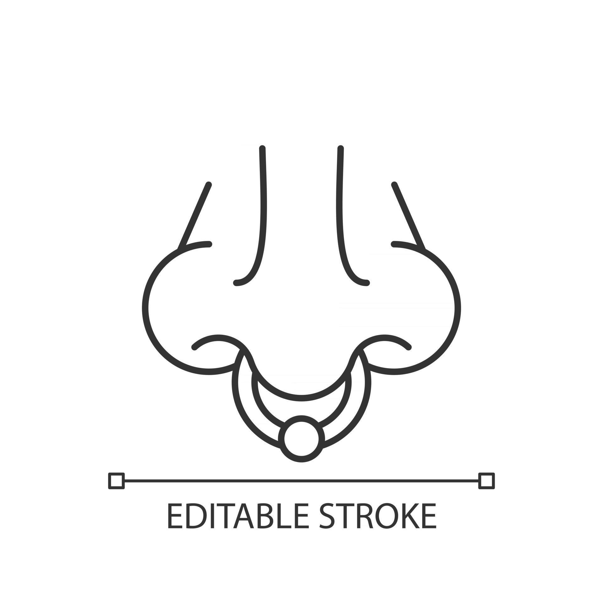 Nose piercing linear icon. Professional procedure to inject jewellery