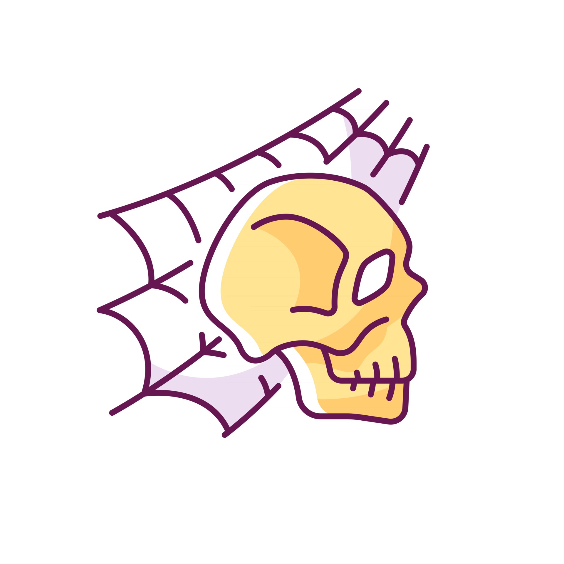 Skull with spider web RGB color icon. Horror story. Halloween ...