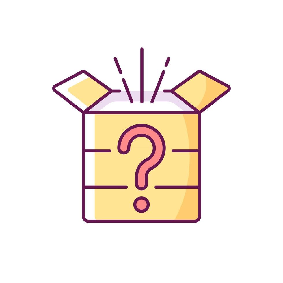 Mystery box RGB color icon. Chest with question mark. Win surprise