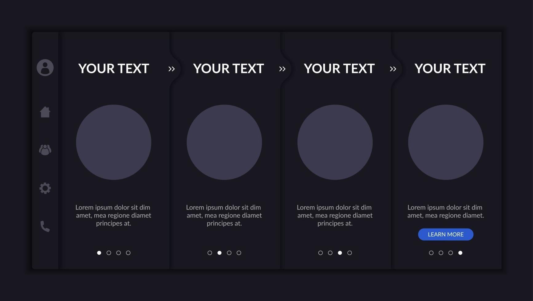 Financial management onboarding vector template. Responsive mobile website with icons. Web page walkthrough 4 step screens. Economic issues. Business studies color concept with copy space
