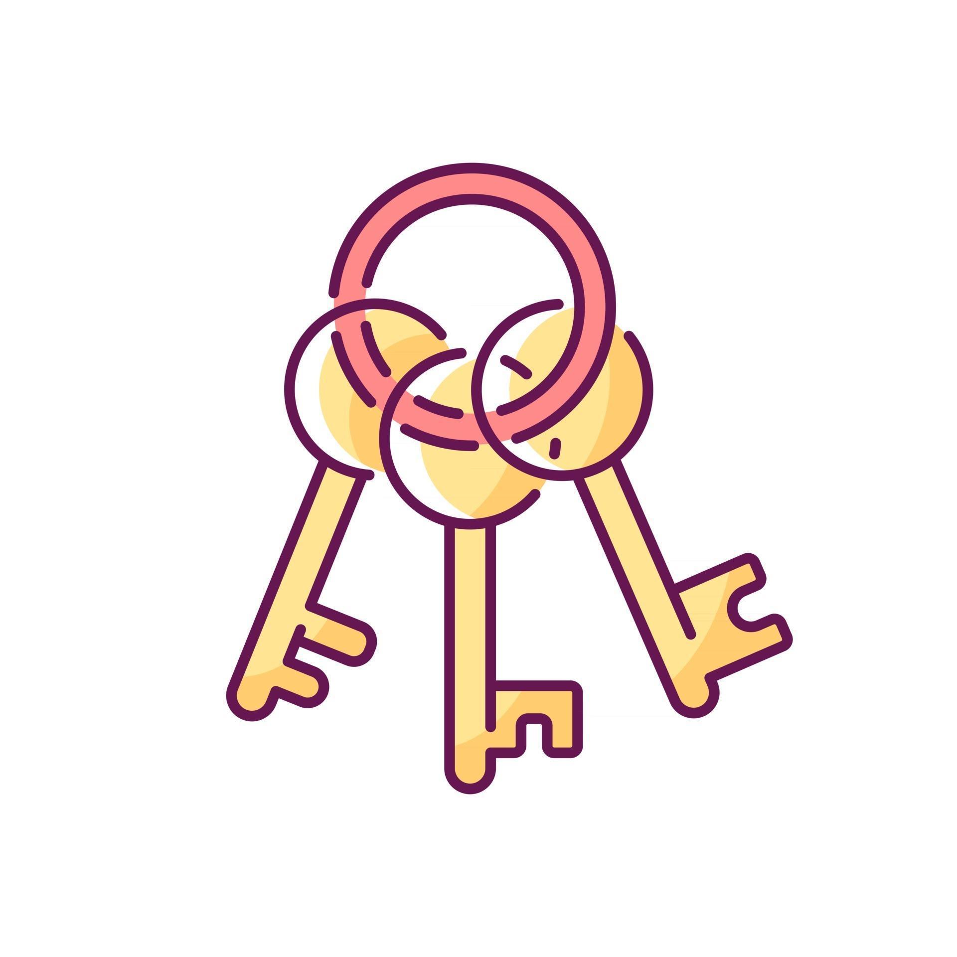 Key chain RGB color icon. Steel keychain, metallic keyring. Solving