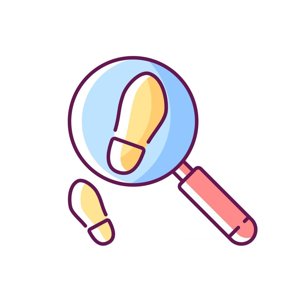 Looking for footsteps RGB color icon. Criminal investigation. Detective work. Solving puzzles, clues for riddles. Part of quest. Isolated vector illustration. Escape room simple filled line drawing