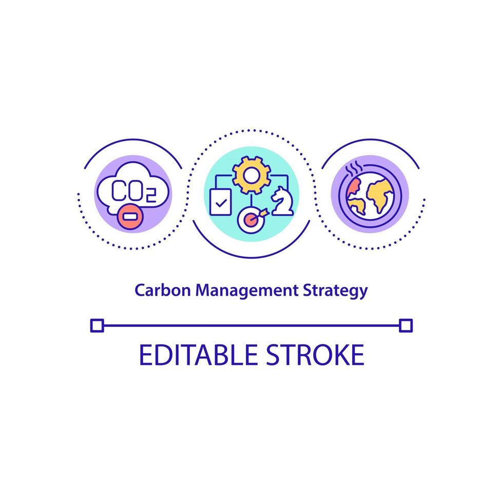 Carbon management strategy concept icon. Fighting global warming abstract idea thin line illustration. Tackling climate change. Achieving goals. Vector isolated outline color drawing. Editable stroke