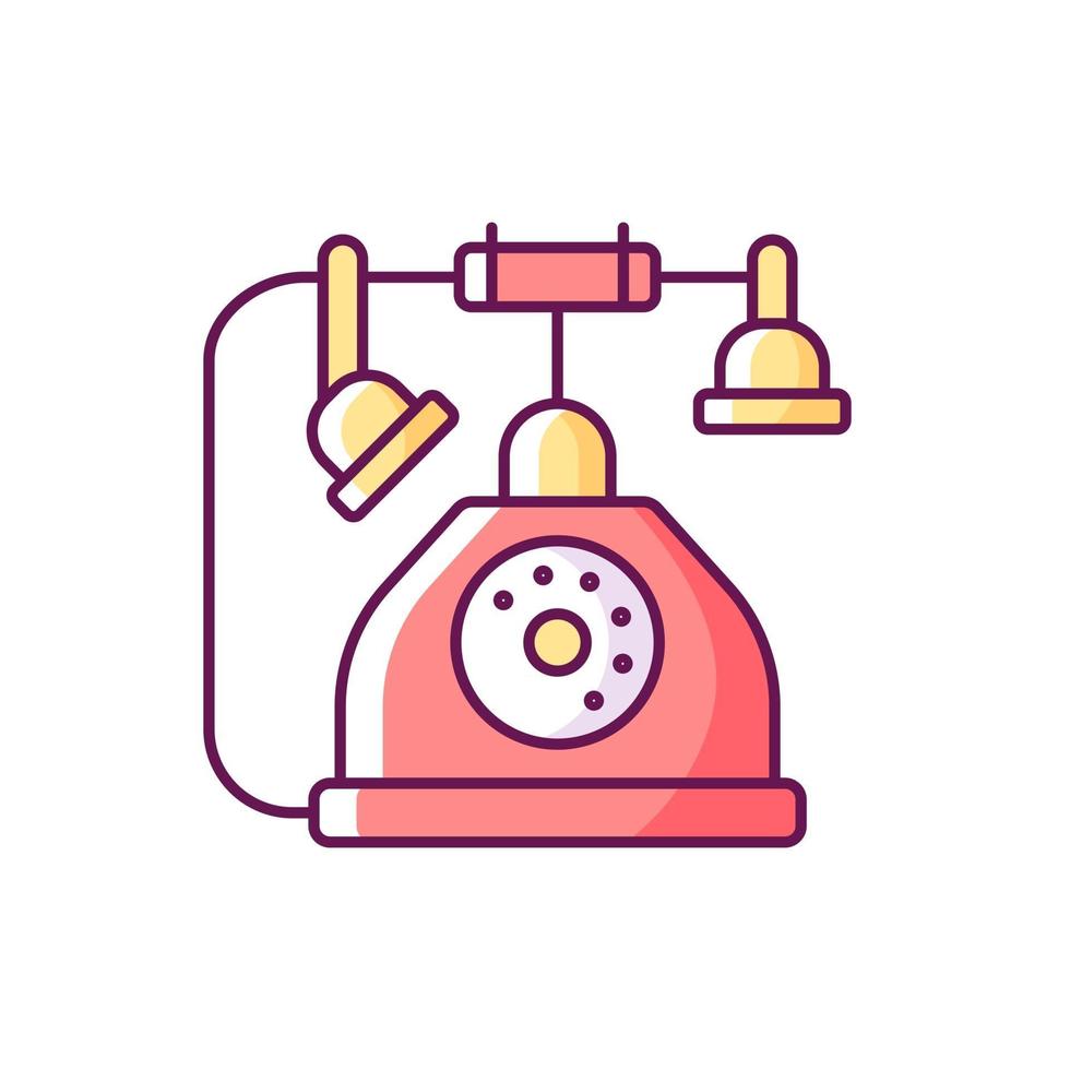 Telephone RGB color icon. Old fashioned phone. Classic device with cord. Solving puzzles, clues for riddles. Part of mystery quest. Isolated vector illustration. Escape room simple filled line drawing