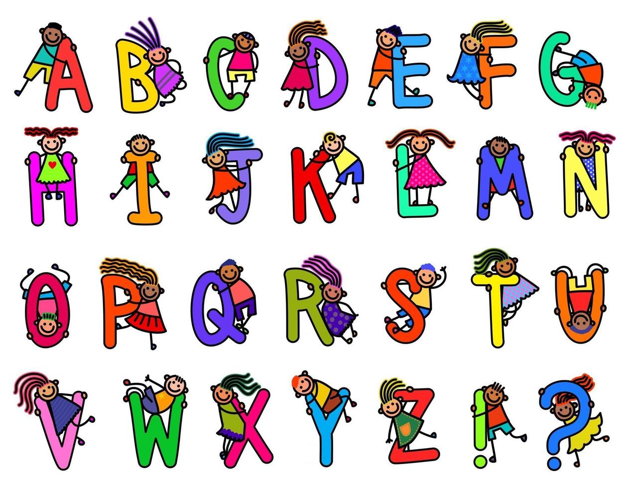 Cute Doodle Kids Alphabet vector