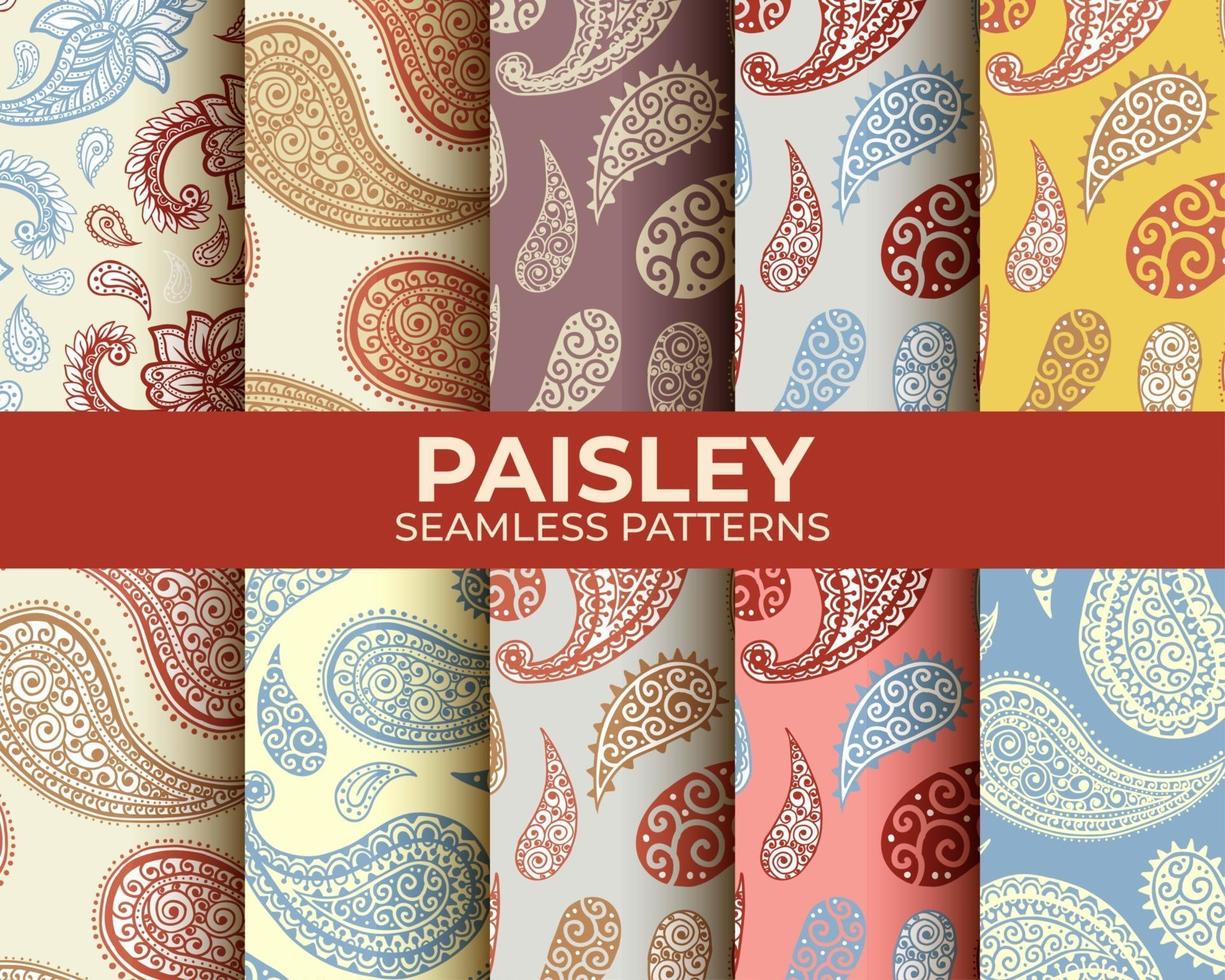 Paisley Seamless Patterns Set vector