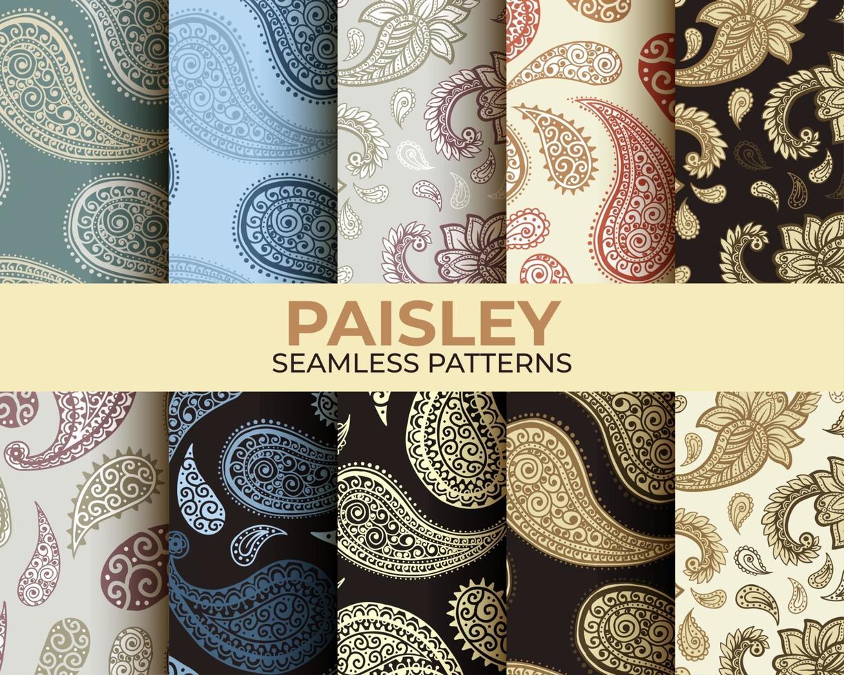 colección de patrones de paisley vector