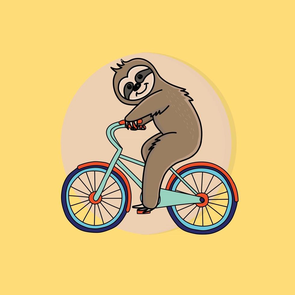 Cycle Driving Sloth vector