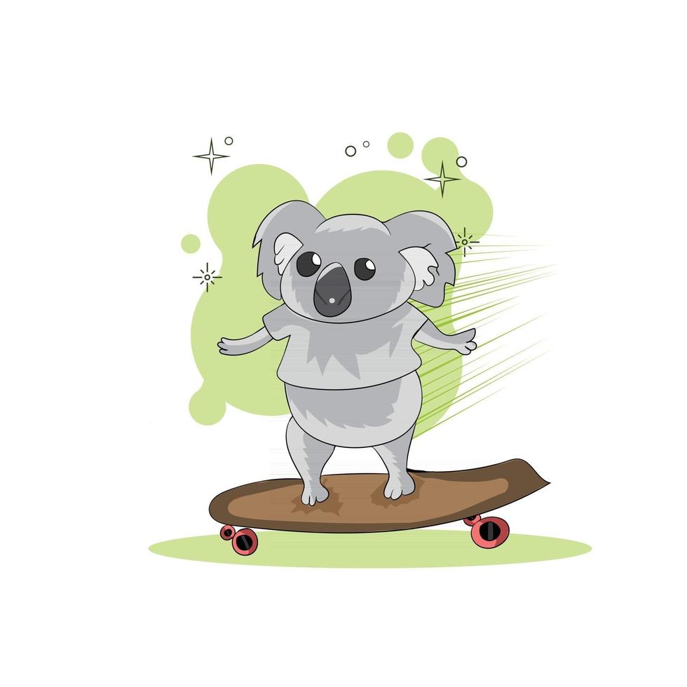 Cute koala skate board vector
