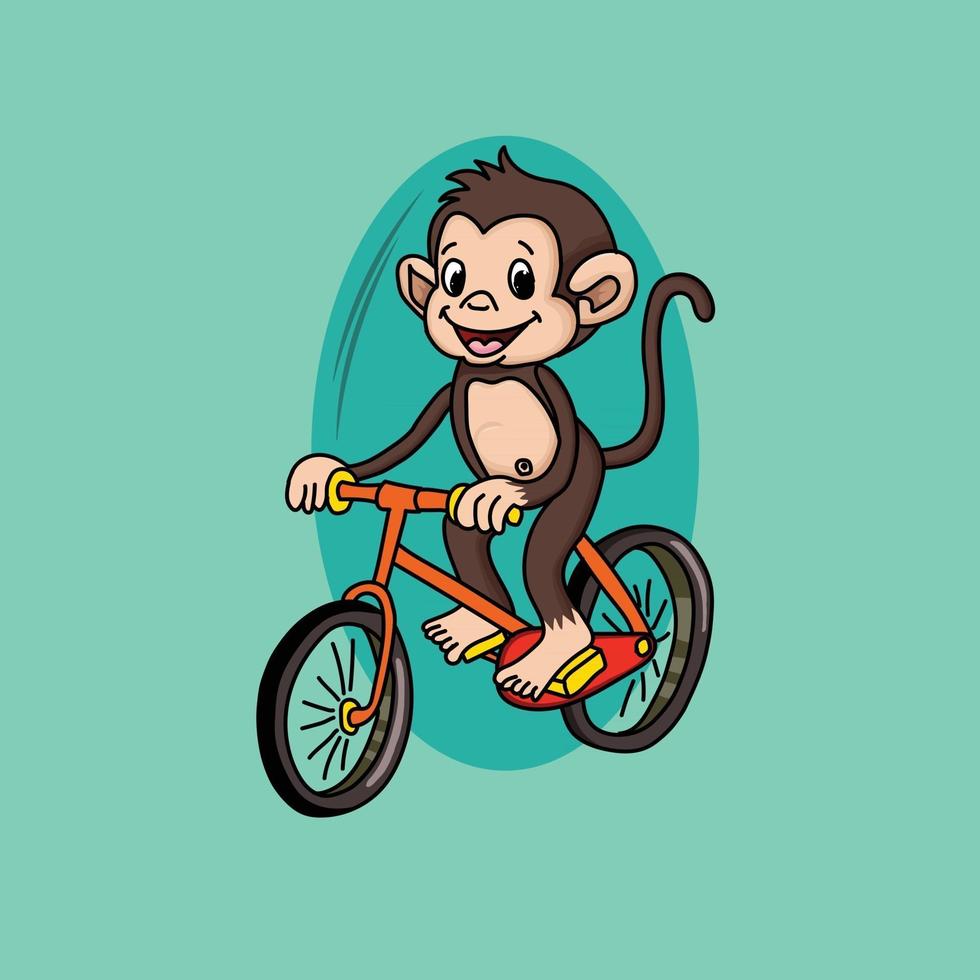 Monkey Driving a cycle Rides vector