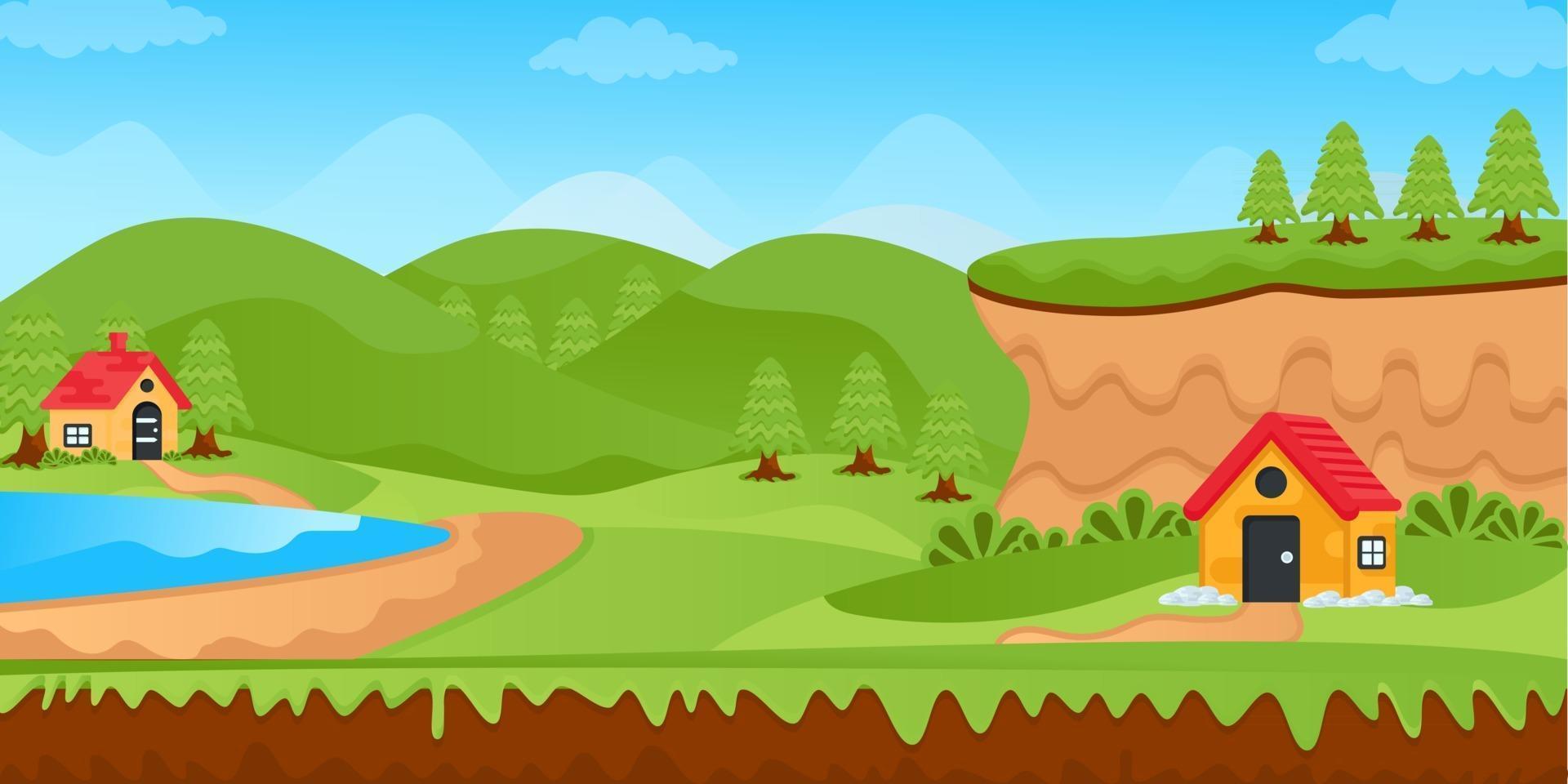 fondo del juego y paisaje vector