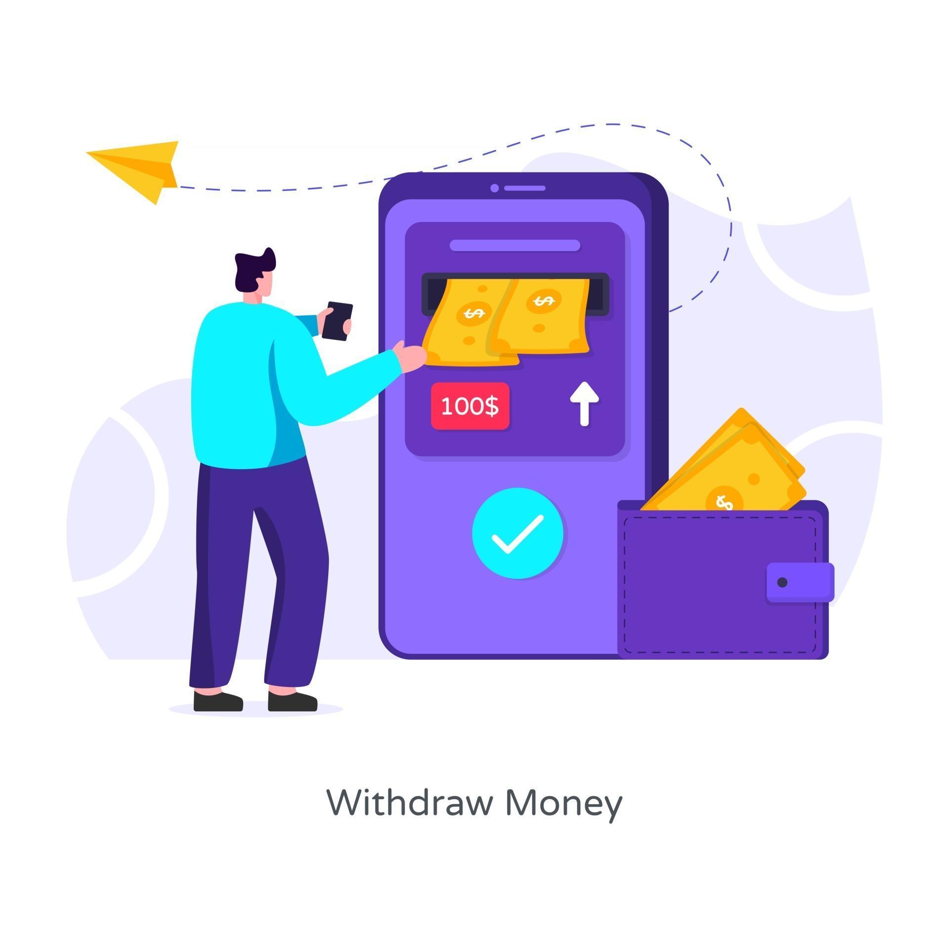 Withdraw Money and Funds 2811191 Vector Art at Vecteezy