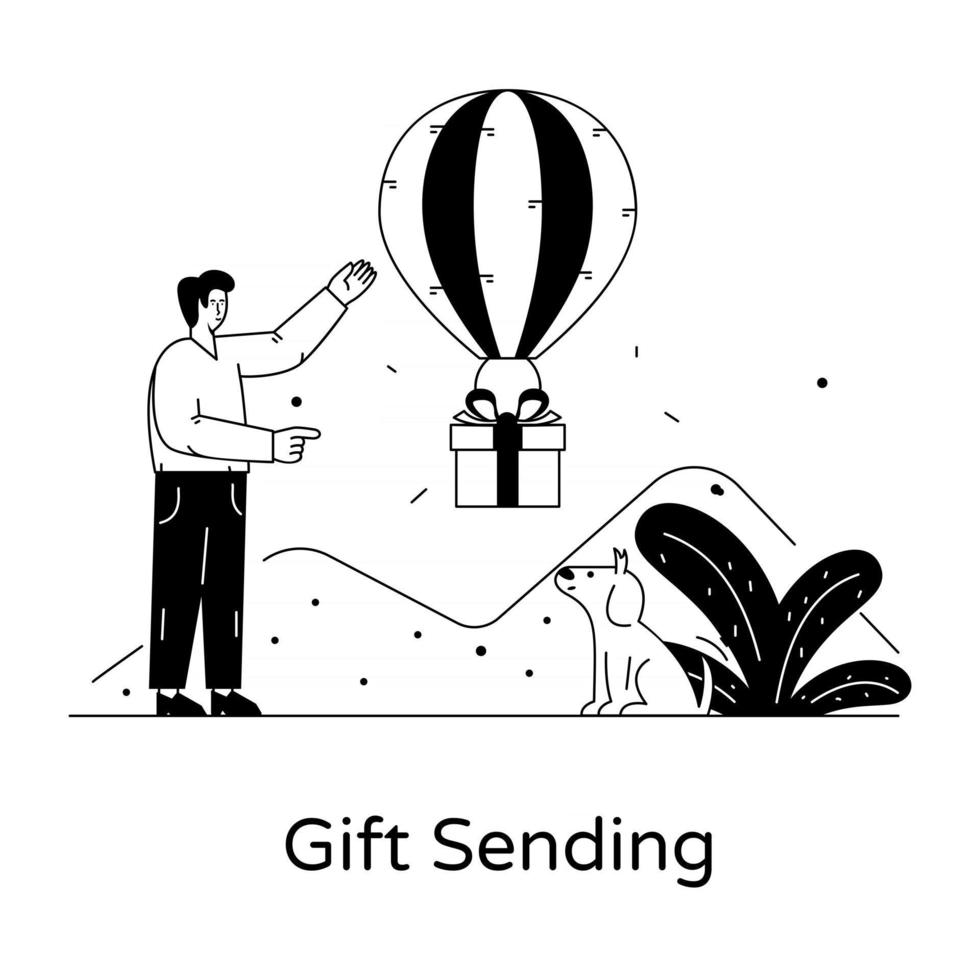 Gift Sending Balloon vector