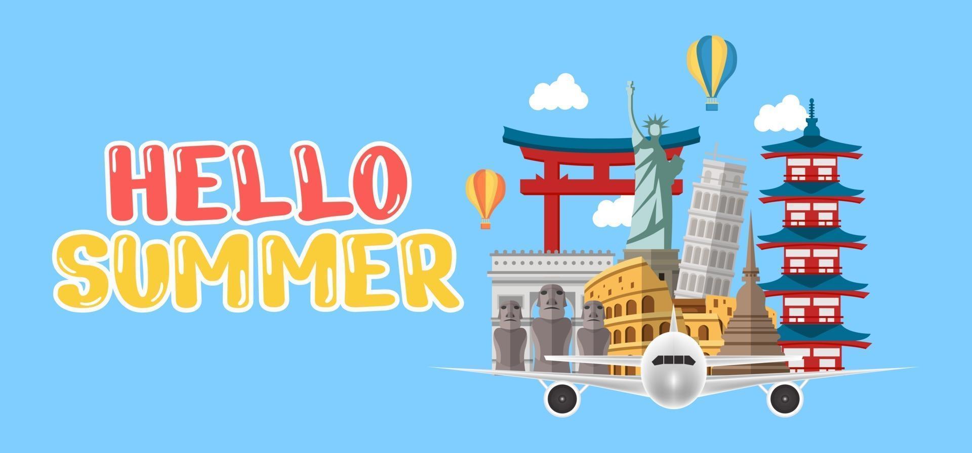 Hand draw illustration of Summer greeting banner. vector