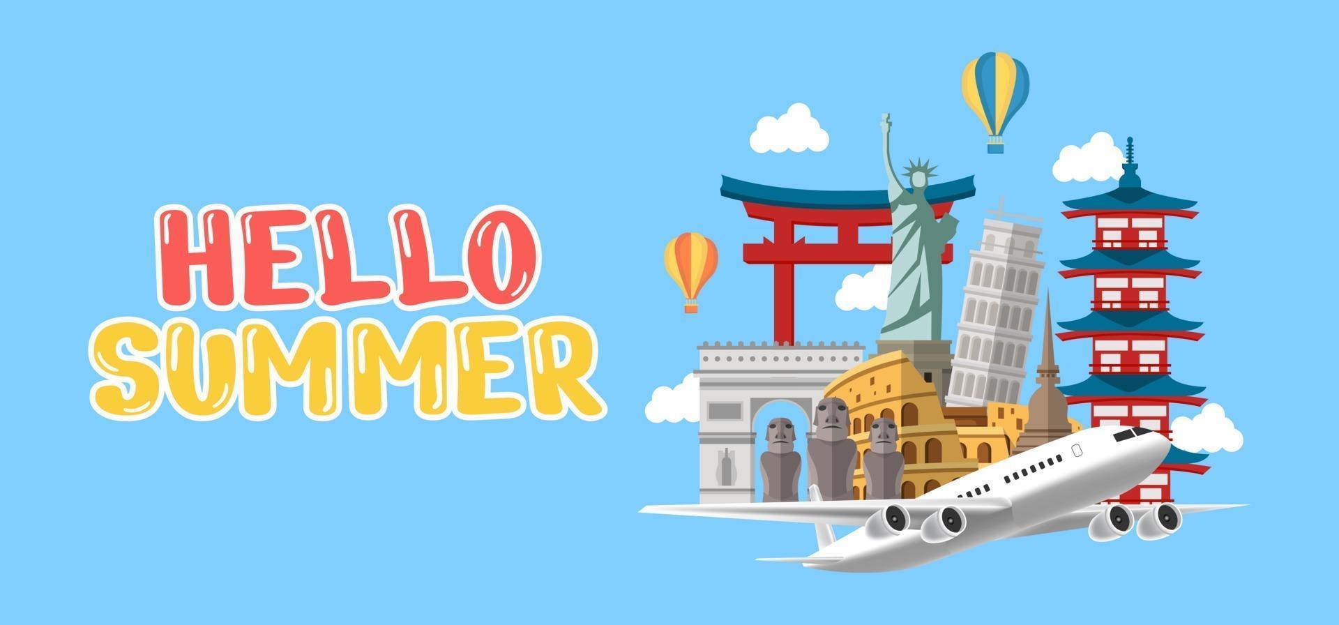 Dibujar a mano ilustración de banner de saludo de verano. vector