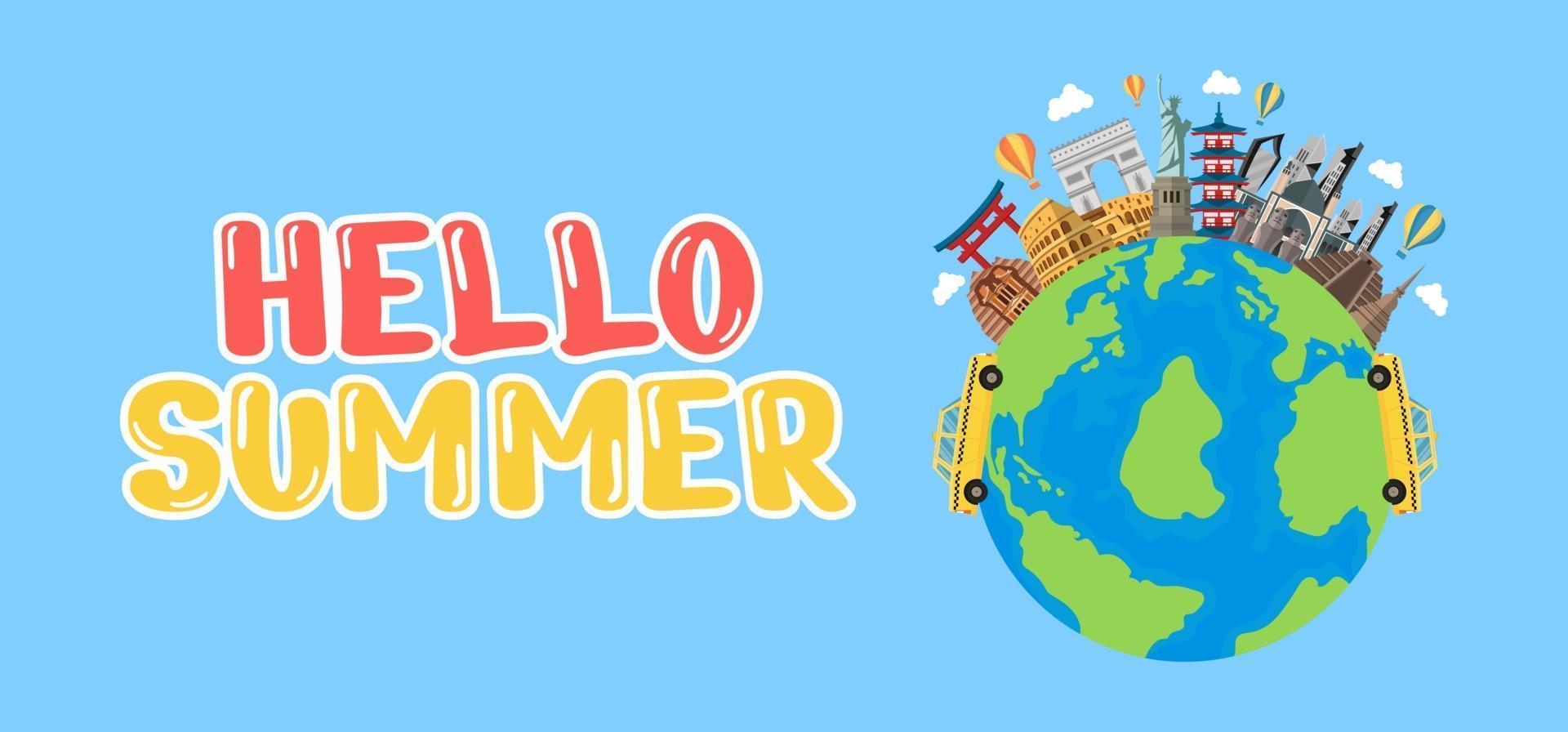 Hand draw illustration of Summer greeting banner. vector