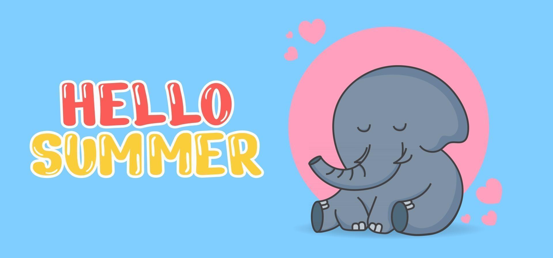 Hand draw illustration of Summer greeting banner. vector