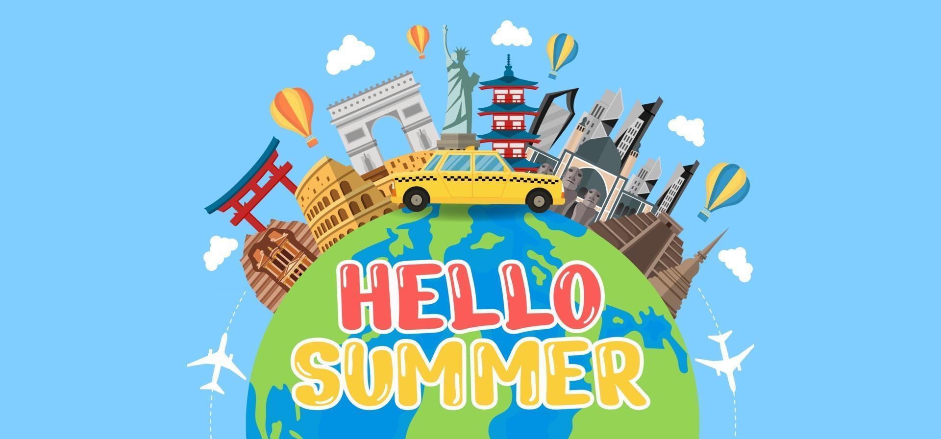 Hand draw illustration of Summer greeting banner. vector