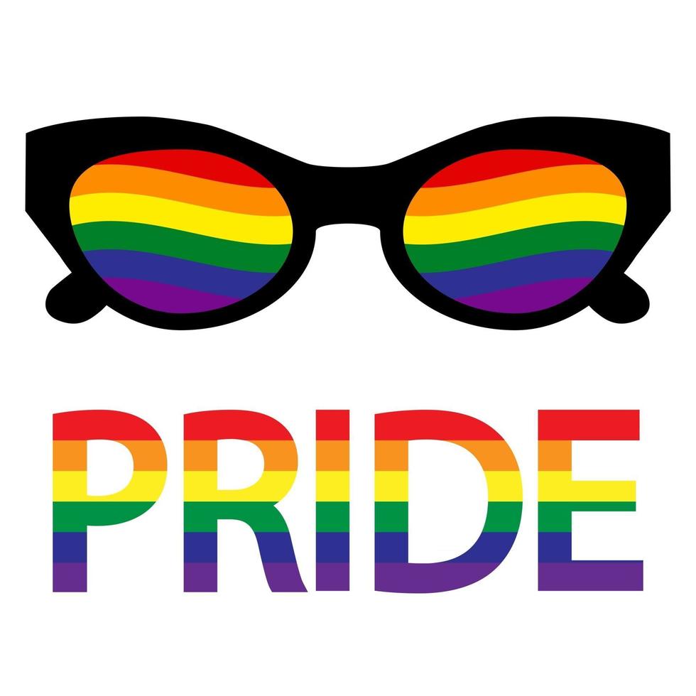 Sunglasses with LGBT transgender flag. Gay Pride. LGBT community. Equality and self-affirmation. Sticker, patch, T-shirt print, logo design. Vector illustration