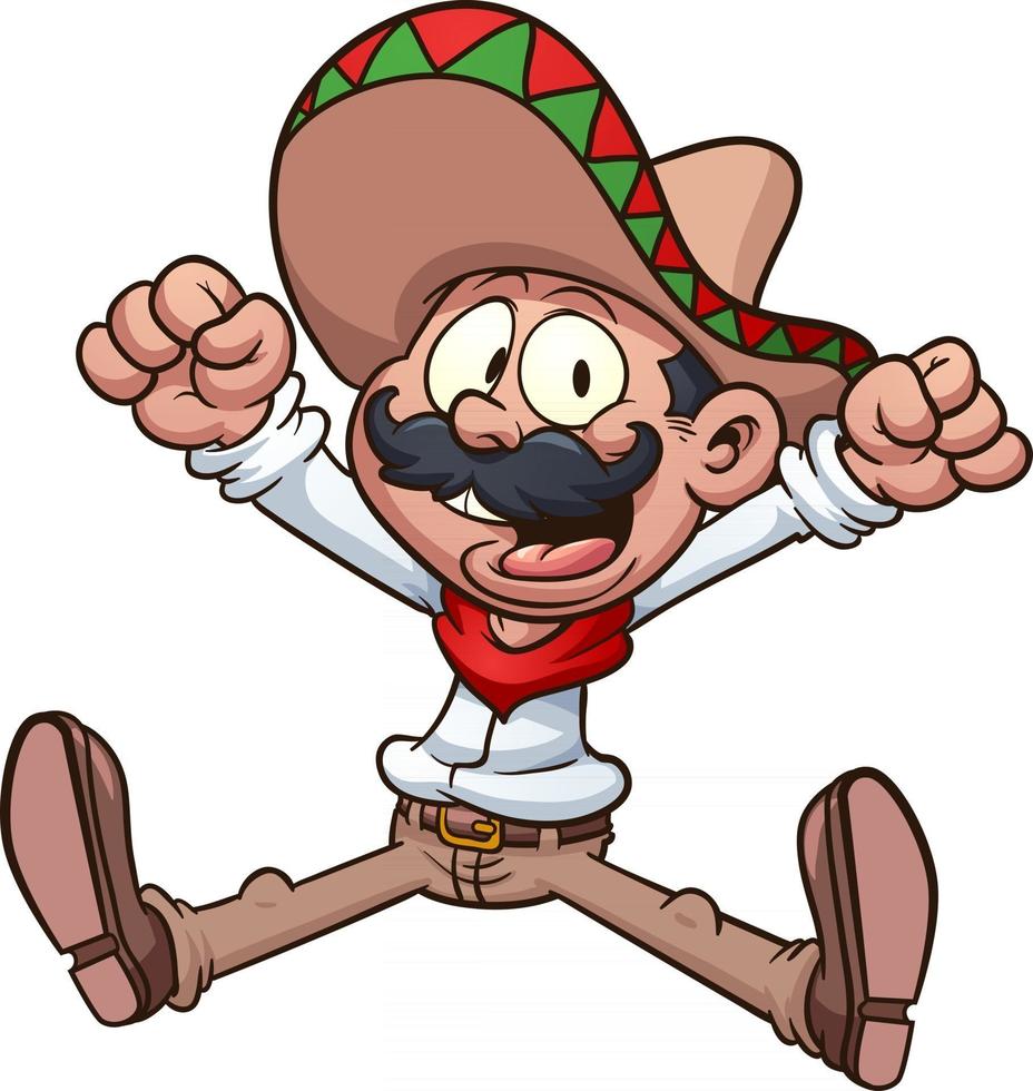 vaquero mexicano de dibujos animados feliz vector