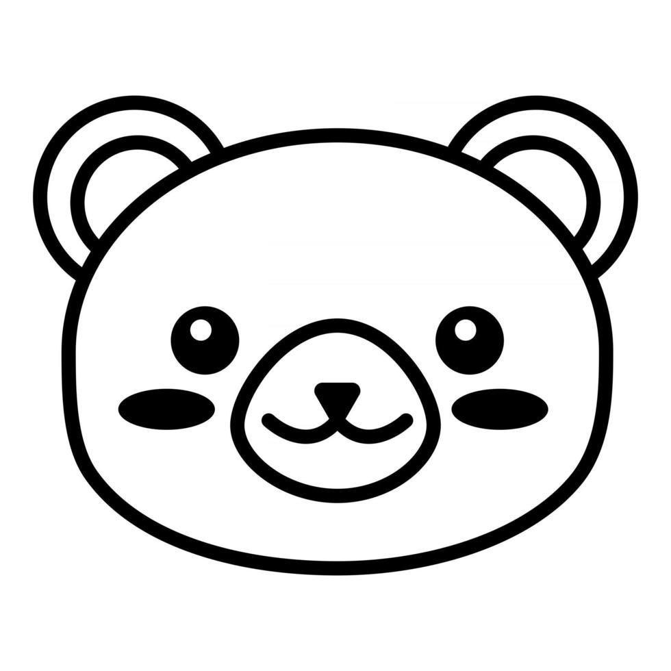 face cute pet animal Funny baby kids print Outline symbol Kawaii animal vector