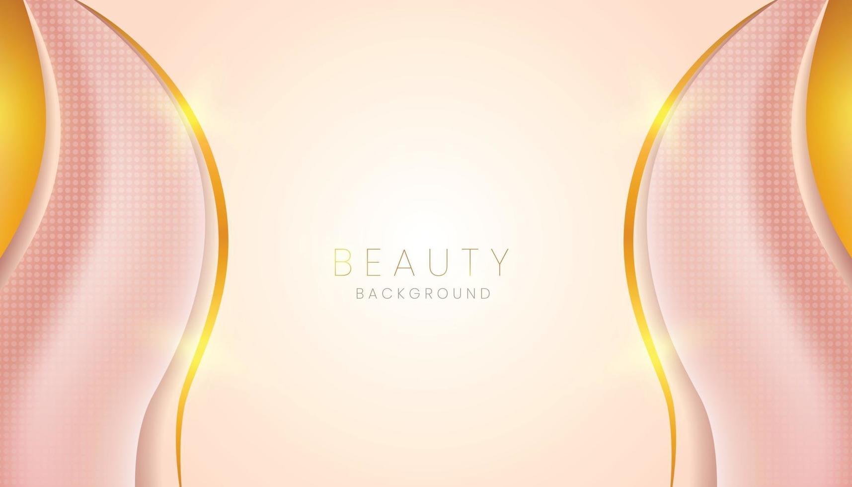 pink beauty background banner with golden lines vector